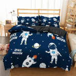 Animacinis astronautas kosmoso patalynės komplektas paaugliams berniukams namams 23 dalių antklodės užvalkalas ir pagalvių užvalkalai Viengulis Twin King Antklodės užvalkalų komplektas 70x133cm 2pcs