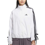 Adidas Kaspinė Trys Juostelės Laisva Kvėpuojanti Patogi Mink&scaron;ta Odai Draugi&scaron;ka Striukė Moteri&scaron;ka Striukė Balta JY5651 L