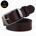 Moteri&scaron;kas natūralios odos korėjieti&scaron;ko stiliaus diržas su sagtimi &ndash; madingas jaučio odos aksesuaras 110 cm