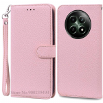 Dėklas Realme 12, Dėklas Realme 12 Plus, Piniginės tipo atverčiamas odinis dėklas Realme 12 Pro Plus 5G, Realme 12X dangtelis, Coque Fundas Realme 12 4G smėlis