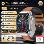 2025 Naujas Kraujo Lipidų &Scaron;lapimo Rūg&scaron;ties Gydymo I&scaron;manusis Laikrodis Vyrams EKG+PPG &Scaron;irdies Ritmas Sportas HD Skambutis Sveikatos Stebėjimas Samsung I&scaron;maniajam Laikrodžiui Brown Leather