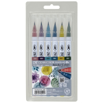 Kuretake Color Brush Pens ZIG Clean Color Real Brush Rinkinys - 6 Dūminės Spalvos RB-6000AT/6VF