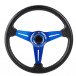 14 colių 350 mm Universalus Aliuminio PU Odos Automobilio Sportinis Lenktyninis Driftas Vairas Mėlynas