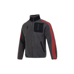 Adidas FCB LS FLC striukė sportinė laisvalaikio stiliaus su apykakle ir dryžuota, vėjui atspari vir&scaron;utinių drabužių striukė pilka HF1343 L