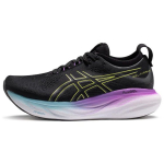 Asics Gel Nimbus 25 Wide Juodi &Scaron;vytintys Geltoni Moteri&scaron;ki Bėgimo Bateliai 1012B437-004 37