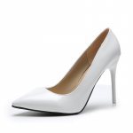Mada Dideli Dydžiai 34-44 Ofisas 10.5cm Plonas Kulnas Auk&scaron;takulniai Moteri&scaron;ki Batai Smailianosės Lakinės Odos Vestuviniai Batai Moterims Chaussures Femme 37 balta