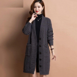 Moteri&scaron;kas rudens ir žiemos laisvas literatūrinis vidutinio ilgio megztinis vienspalvis &bdquo;Lazy Wind&ldquo; megztas megztinis &scaron;varkas XS pilka