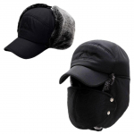 Žieminė &scaron;alto oro karinė kepurė, kepuraitė, ausų atvartų kepurė, karinė kepurė pardavimui Mask hat black