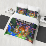 M-Minecraft 100% Poliesteris Anime Spausdinimo Patalynės Komplektas Antklodės Užvalkalas Karali&scaron;ko Dydžio Medvilninis Mielas Spausdintas Animacinis Antklodės Užvalkalas EU Single(135*200cm)3pcs gray