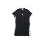 Adidas Originals Adicolor Suknelė Siuvinėtas Logotipas Sportinė Mada Laisvalaikio Apvalia Kaklo Trumpomis Rankovėmis Suknelė Moteri&scaron;kos Suknelės Juoda H39043 30