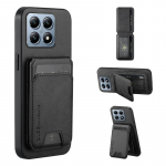 Magsafe magnetinis piniginės kortelių laikiklis vientisos spalvos odinis telefono dėklas skirtas Xiaomi 15 Pro 13 11 12 14 11T 12T 13T 14T Pro Xiaomi 12 juoda