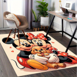 1 vnt. Biuro kilimas, Kilimėlis po kėde, Su Mikės Pūkuotuko ir Mini Pelės bei &scaron;uniuko dizainu, Mink&scaron;tas ir &scaron;iltas grindų kilimėlis kambariui 80cm by 120cm gray