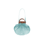 Longchamp Le Pliage Filet 38 Tu&scaron;čias spaudžiamas užsegimas Medvilninė ir odinė petinė, per petį ne&scaron;iojama pirkinių krep&scaron;io rankinė Moteri&scaron;ka pirkinių krep&scaron;io rankinė Mėlynos lagūnos spalvos 10121HVHP65 Lagoon Blue