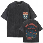 MGK Lost Americana Tour 20252026 Vintage skalbinti mar&scaron;kinėliai vyrams moterims vasaros mada medvilniniai trumparankoviai mar&scaron;kinėliai gerbėjų dovana drabužiai S black
