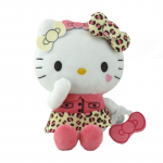 Blizganti kolegijos stiliaus juoda leopardinė pliu&scaron;inė žaislinė lėlė Hello Kitty Kawaii miela mink&scaron;ta kūdikio dovana 12CM-22CM/30g-110g