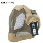 TAK YIYING Airsoft kaukė Viso veido kaukė Karinis žaidimas Plieninio tinklelio Dažasvydžio Galvos apsauginė kaukė Medžioklė Pilnas dangalas V6 kaukė gelsvai ruda