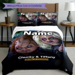 3vnt antklodžių užvalkalų rinkinys (1 * Antklodės užvalkalas + 2 * Pagalvės užvalkalas, be &scaron;erdies), Individualizuotas pavadinimas Chucky nuotakos ra&scaron;tų patalynės komplektas, namų miegamojo dekoras, dovana 135cmx200cm