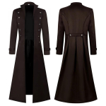 S-5XL Didelio dydžio Vyri&scaron;ki Goti&scaron;ki Ilgi Paltai Viduramžių Steampunk Retro Stiliaus Ilgi &Scaron;varkai Dvigubo Krūtinės Vienspalviai Vyri&scaron;ki Vintage Ilgi &Scaron;varkai S black