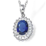 Les Tr&eacute;sors De Lily [K6446] - Pendentif Argent 'Sissi' saphir blanc argent&eacute; (rhodi&eacute;) - 10x12 mm
