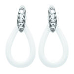 Les Tr&eacute;sors De Lily [L5016] - Boucles Argent 'Sissi' blanc argent&eacute; (c&eacute;ramique) rhodi&eacute; - 20x10 mm