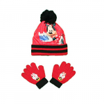 Minnie Ensemble Bonnet Pompon + Gants Fille, PONPOM NOIR, Taille unique raudona