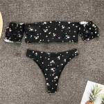 Moteri&scaron;kas maudymosi kostiumėlis Moteri&scaron;kas maudymosi kostiumėlis su gėlėmis nuo peties Bikinio rinkinys Vidurio juosmens maudymosi kostiumėlis S juoda