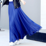 Pavasario sijono sluoksnio &scaron;ifoniniai ilgi sijonai moterims Eleganti&scaron;ki laisvalaikio auk&scaron;to juosmens Boho Beach Maxi sijonai Saias Femme XL karali&scaron;kos mėlynos spalvos
