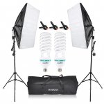 Andoer Fotografijos studijos &bdquo;Softbox&ldquo; ap&scaron;vietimo rinkinys, 2 vnt. 135 W lemputės, 2 vnt. &scaron;viesos stovas, 2 vienetai UK Plug