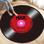 Klasikinės muzikos vinilo plok&scaron;telės apvalus kilimėlis, kilimai svetainės kėdėms dekoruoti, vaiki&scaron;kas &scaron;liaužiantis mink&scaron;tas neslystantis grindų kilimėlis Diameter 60cm