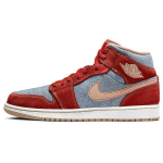 Air Jordan 1 Mid Džinsinis Raudonas Vyri&scaron;ki Sportbačiai Oranžinis Cinobrinis Kanapės DM4352-600 40.5