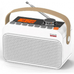 DAB FM ne&scaron;iojamas radijas su Bluetooth, trumpųjų bangų tranzistorinis radijas su geriausiu priėmimu, skaitmeninis LED ekranas, įkraunama baterija, baltas triuk&scaron;mas, žadintuvas