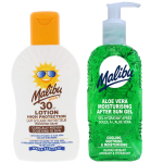 Malibu apsauginis balzamas vaikams SPF30 200ml + Aloe Gel po deginimosi 200ml