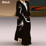 Moteri&scaron;kos mados grafinės spaudos Maxi suknelės V kaklo ilgomis rankovėmis laisvos iki grindų suknelės Laisvalaikio ilga suknelė su ki&scaron;ene XXXXXL