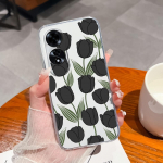 Dėklas OPPO Realme C63 C61 Reno12 Pro A60 A59 telefonui Silikoninis Mink&scaron;tas TPU Populiarus Gėlių Ra&scaron;tas Apsauga nuo Smūgių Buferis Korpusas OPPO Capa Oppo A60 4G