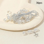 36vnt Vintage Stars Decor Hair Ring Karoliukai Plaukų Priedai #468708 sidabras