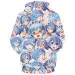 Rem kostiumas Anime animacinis filmas Ahegao Cosplay Hoodie 3D spausdintas megztinis sportinis kostiumas S