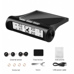 Saulės automobilio padangų slėgio monitorius TPMS belaidė padangų slėgio stebėjimo sistema LCD ekranas Automatinis padangų slėgio apsaugos signalizacijos jutiklis vidinis AN01