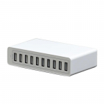 60W USB įkrovimo stotelė 10 prievadų stalinis USB greitasis įkroviklis i&scaron;manusis USB įkroviklis keliems įrenginiams i&scaron;manusis telefonas plan&scaron;etinis kompiuteris ne&scaron;iojamas kompiuteris 60W balta