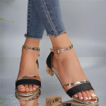 Sandals Women's Fish Mouth Wedge Heel One-word Belt Women's Shoes 35 juoda