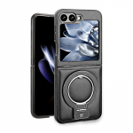 Magnetinis odinis dėklas ir raketės laikiklis Samsung Galaxy Z Flip6/Flip5 Z Flip 5 juoda