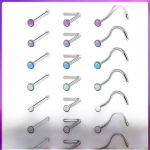 Personalizuotas 316L nerūdijančio plieno opalo nosies auskaras su baltu akmenuku Curved Rod
