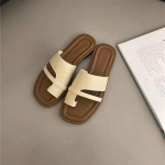Vieno žodžio &scaron;lepetės moterims vasarai naujos Korėjos versijos retro paprastos vieno žodžio &scaron;lepetės vienu pedalu romėni&scaron;kos sandalai 36-37 [Suitable for 35-36 feet]