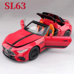 Nauja 1:22 Benz SL63 modelis žaislinis automobilis lydinio liejimo &scaron;viesa garsas traukiamos durys atidaromos kabrioleto sportinių automobilių modelių kolekcijos dovanos raudona