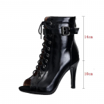 Moteri&scaron;ki Batai Ankle Boots Pavasaris Vasara Sandalai Eleganti&scaron;ki vakarėliui Pole Dance Gladiator Peep Toe Super Auk&scaron;ti Kulniukai Seksualūs suvarstomi Dideli dydžiai 35 juoda