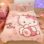 Mesti pledą Hello Kitty Melody Cinnamoroll Didelis Animacinis Lamb Fleece Dvisluoksnis Storas Pieno Fleece Pledas Su Velvetu 80x150cm