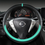 for Nissan Versa Sedan C11 N17 E12 N18 Versa Note Nissan Almera PU Leather Car Steering Wheel Cover Auto Accessories D Shape Beige