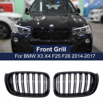Pora Automobilio Anglies Pluo&scaron;to Priekinio Buferio Grotelių BMW X3 X4 F25 F26 2014 2015 2016 2017 Dvigubos Linijos Lamelių Apdailos Juostelė Inkstų