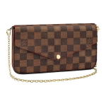 Louis Vuitton Pochette Felicie Madingas Vintažinis Langeliu Dizaino Drobės Ir Odos Trys Viename Grandinėlės Rankinė Per Petį Moteri&scaron;kos rankinės N63032 Basic Set (Bag+Dust Bag)