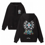 849 CHROME HEARTS 2026 M. Rudens ir Žiemos Naujas Dydis Klasikinio Stiliaus Logotipas Su Gobtuvu Megztinis, Tinka Dėvėti Poroms S juoda