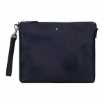 Montblanc Meisterst&uuml;ck serijos Rankinė su užtrauktuku Mink&scaron;tos grūdelio odos delninė Vyri&scaron;ka delninė Tamsiai mėlyna 124698 Basic Set (Bag+Dust Bag)